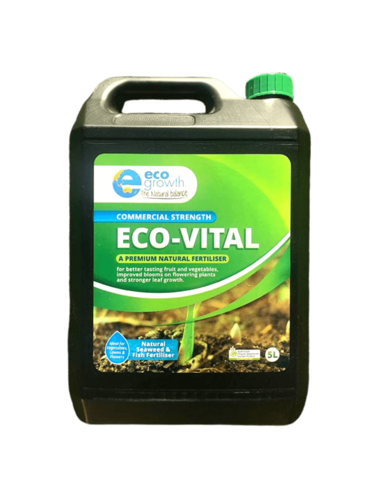 A product picture of Eco-Growth's 5L natural fertiliser.